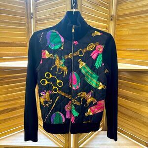 Ralph Lauren Stylish Black and Multicolor Women's Sweater Jacket